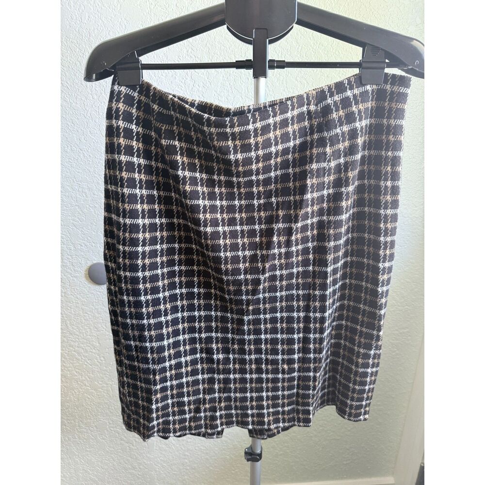 J. Jill Ponte Plaid Stretchy Pull On Pencil Skirt Office Career Size Large
